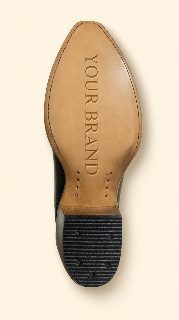 Debossed logo on the boot