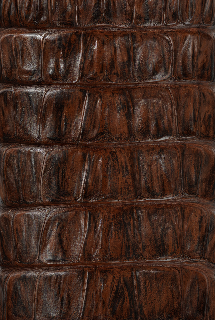 Embossed caiman leather